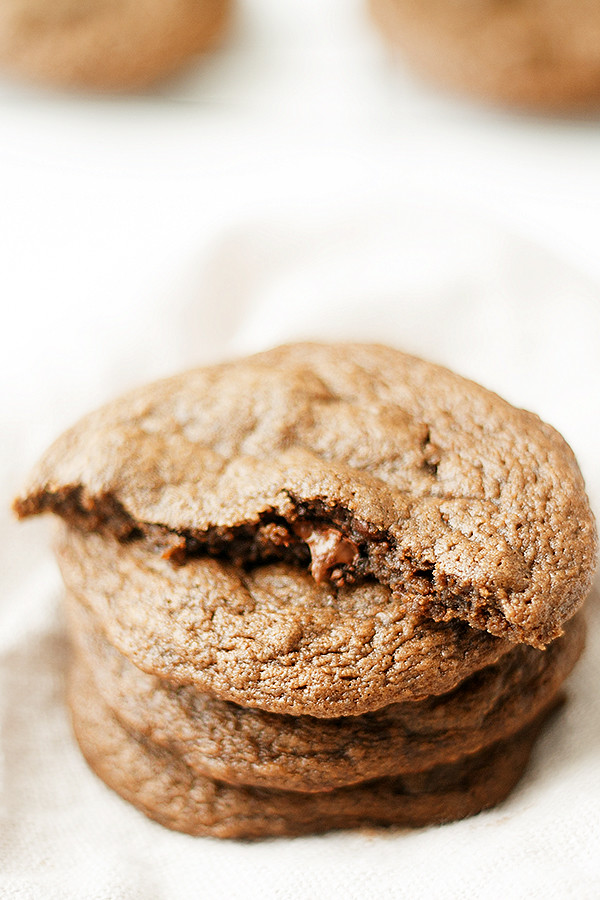 soft baked chocolate chocolate chip cookies