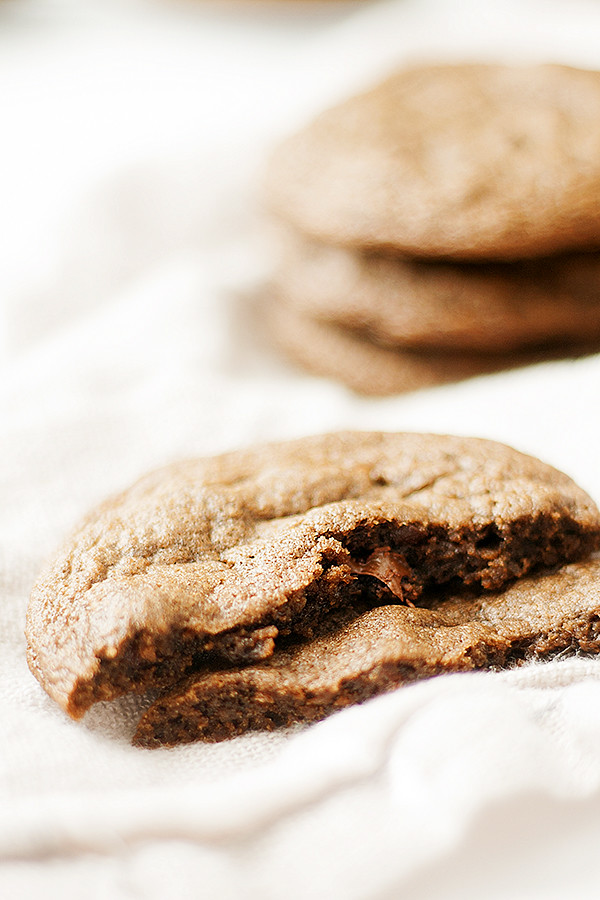 soft baked chocolate chocolate chip cookies