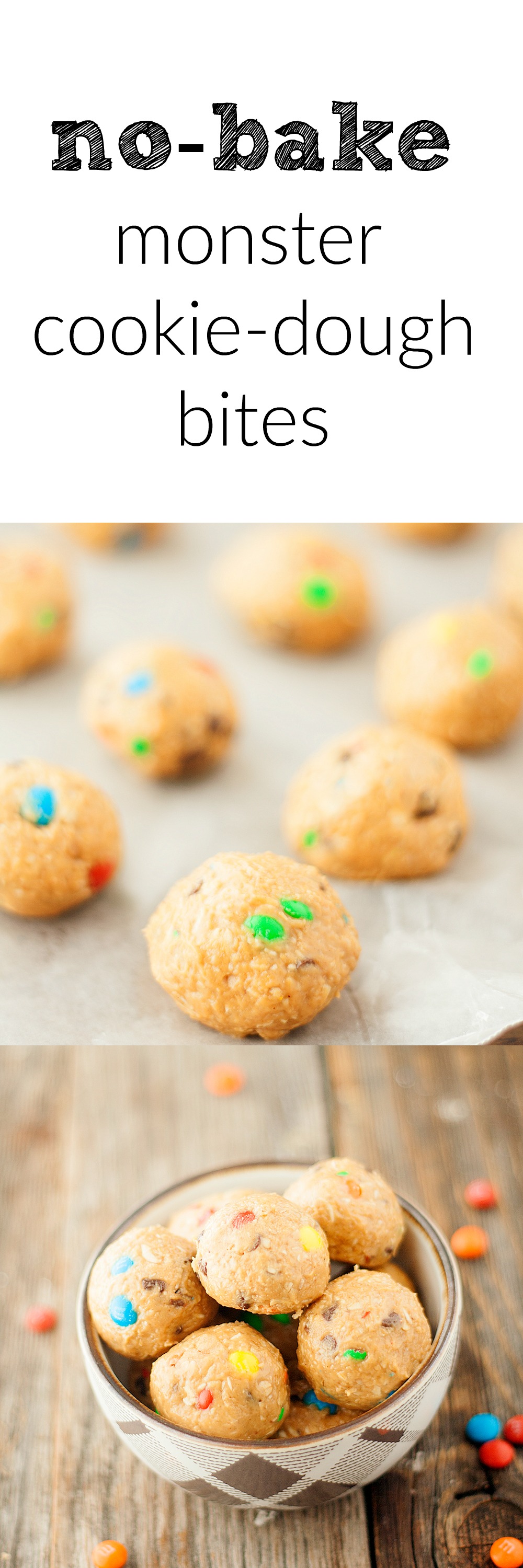 no-bake monster cookie dough bites