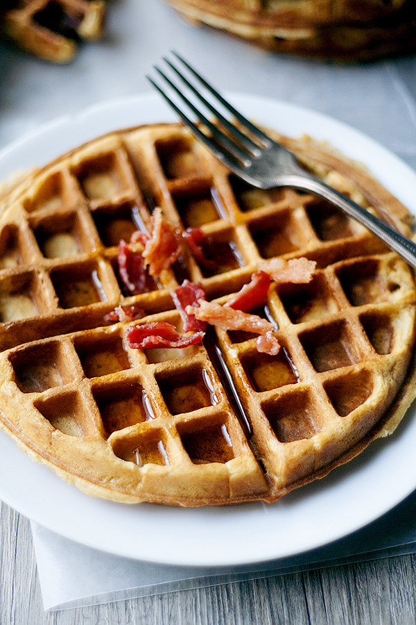 sweet potato and bacon waffles