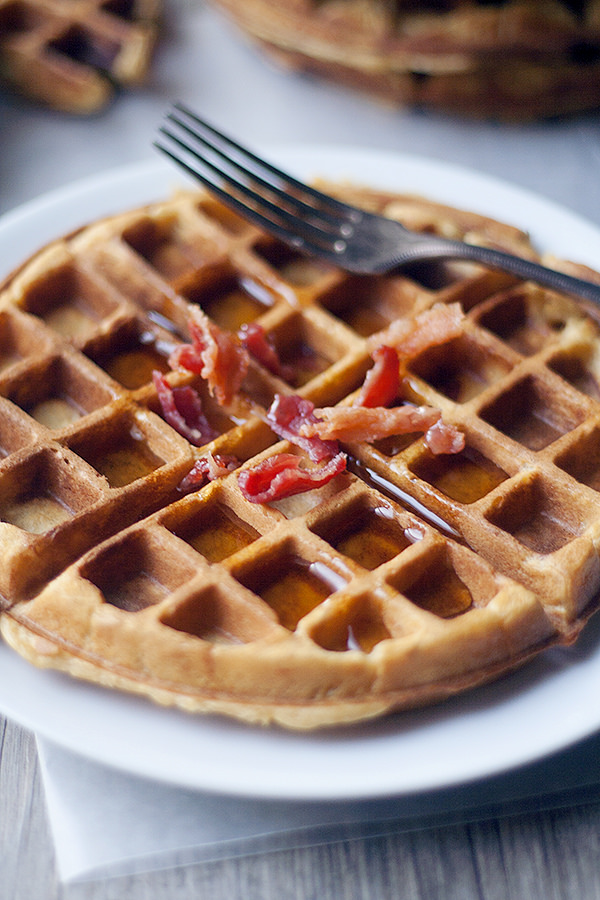 sweet potato and bacon waffles
