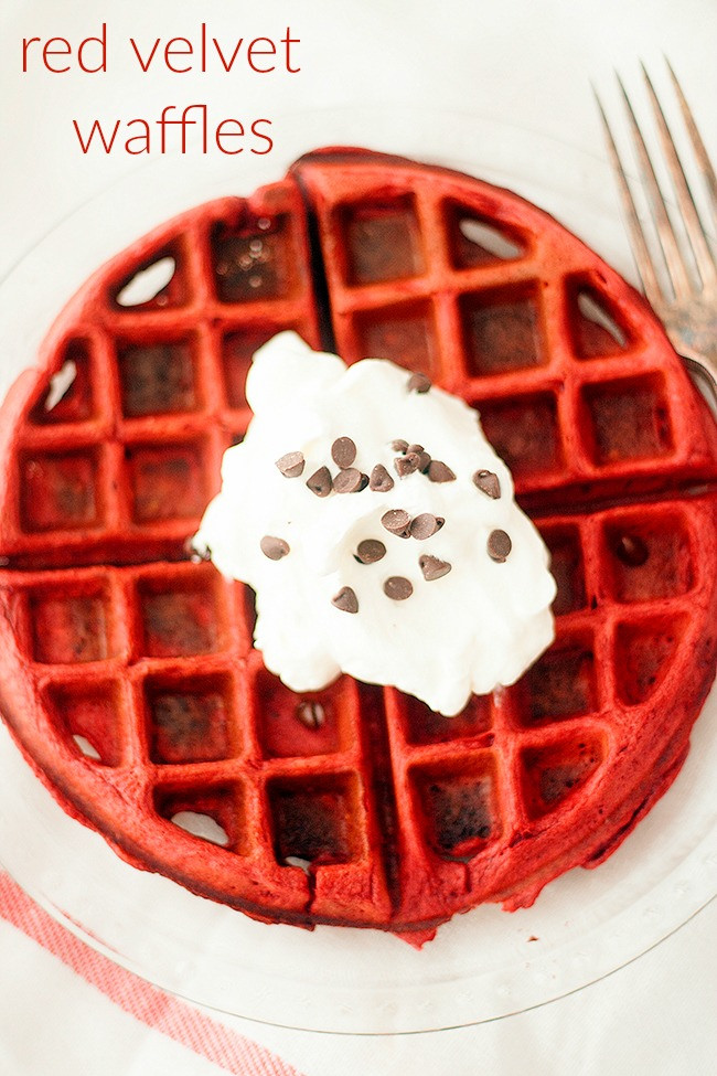 make valentines day breakfast extra sweet with red velvet waffles