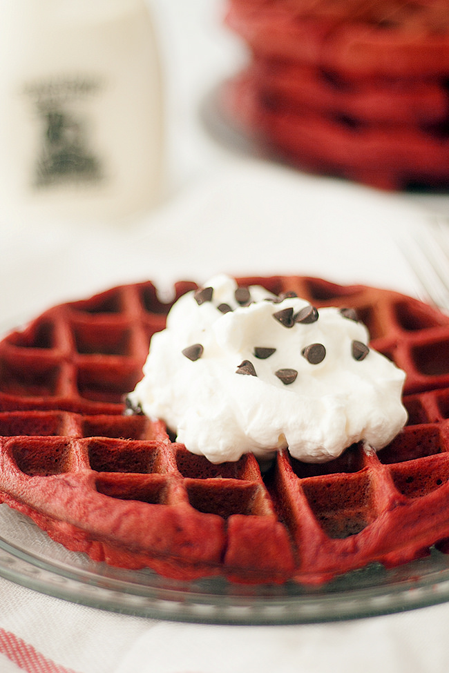 a delicious valentines day breakfast for the whole family | red velvet waffles