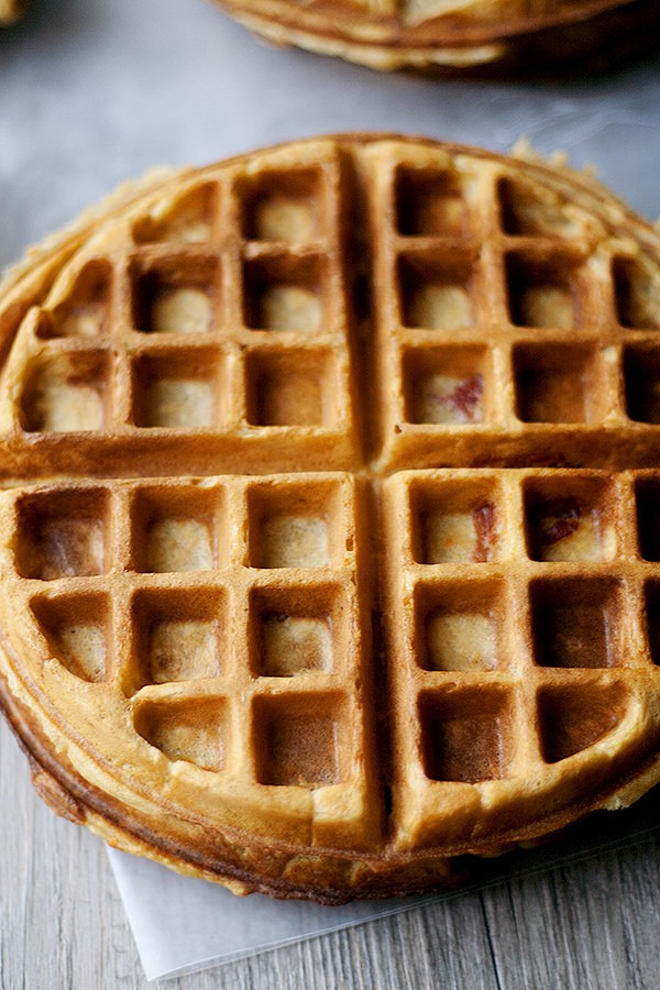 sweet potato and bacon waffles