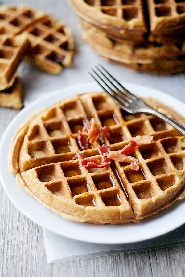 sweet potato and bacon waffles
