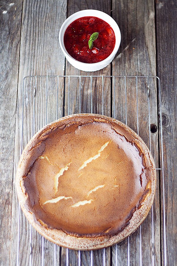 Ricotta Cheesecake with Strawberry Sauce