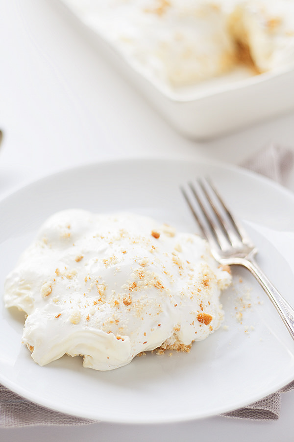 no-bake banana pudding slush cake
