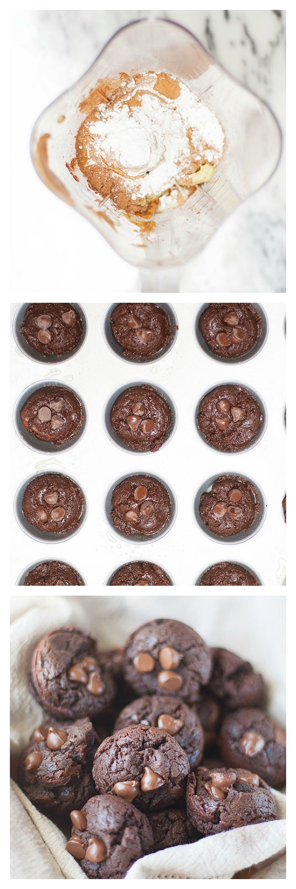 chocolate, peanut butter, avocado blender muffins