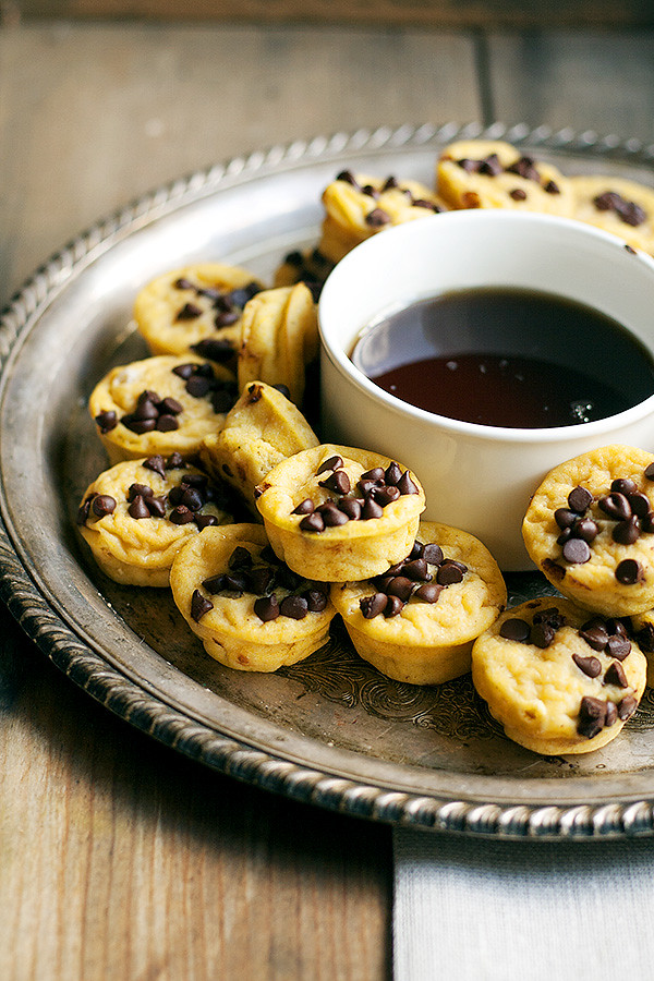 mini pumpkin chocolate chip pancake muffins