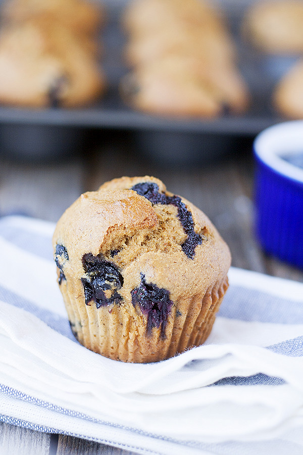 whole wheat banana blueberry muffins