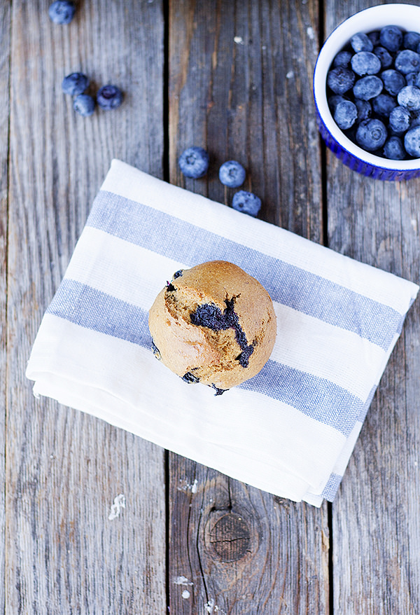whole wheat banana blueberry muffins