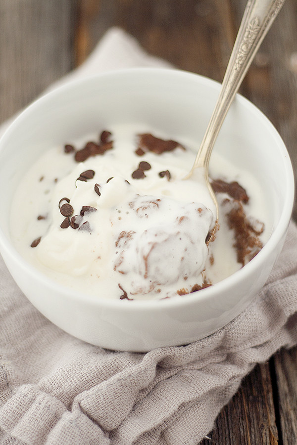hot chocolate oatmeal in bowl with spoon