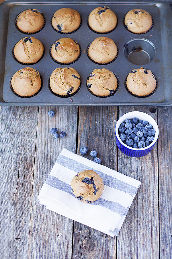 whole wheat banana blueberry muffins