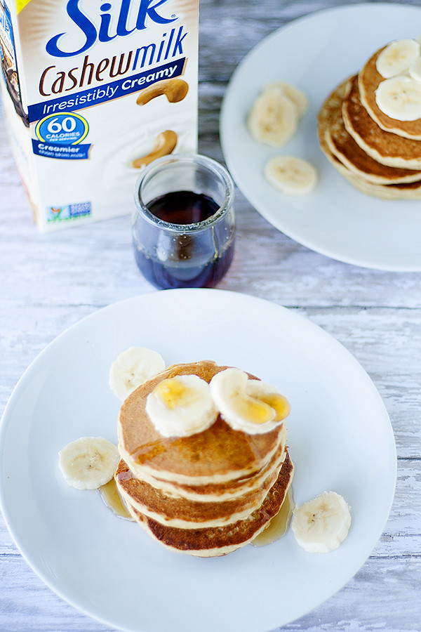 wheat free | dairy free  banana nut pancakes #silkbloom @lovemysilk