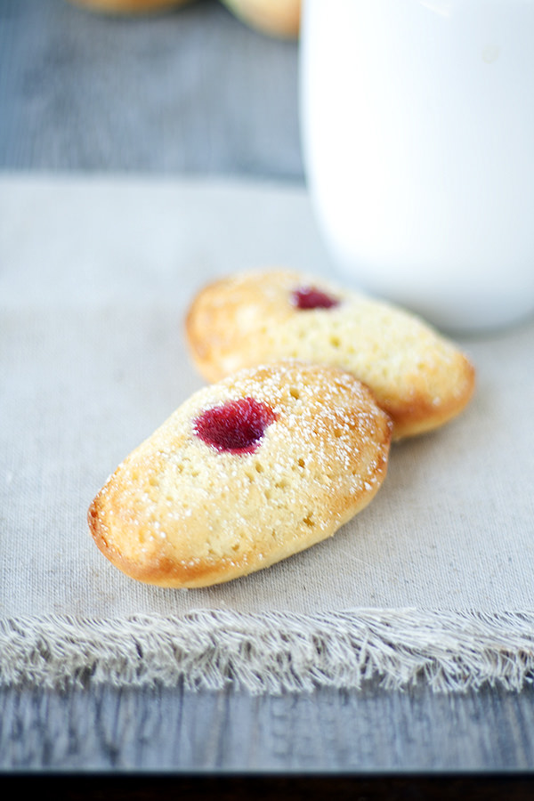 meyer lemon and raspberry madeleines