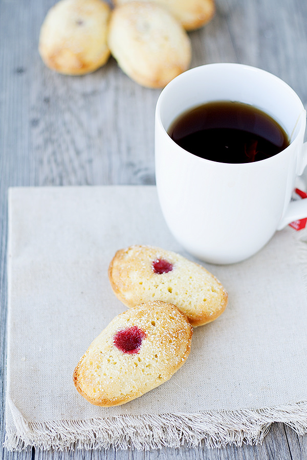 meyer lemon and raspberry madeleines