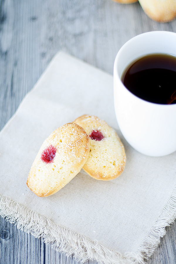meyer lemon and raspberry madeleines