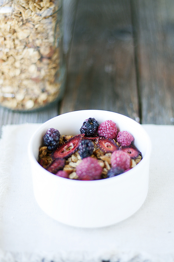 simple homemade granola recipe with dried berries