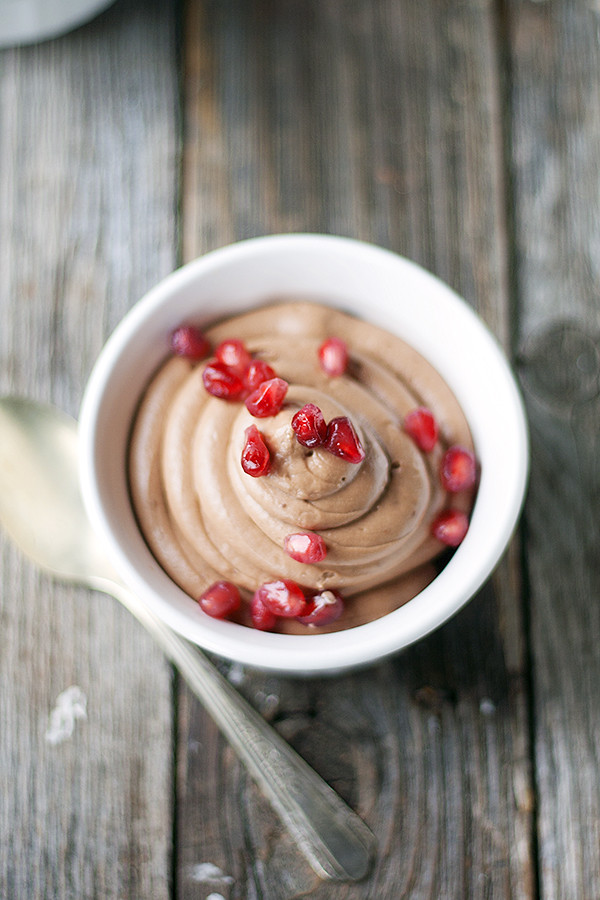 no-bake holiday dessert | chocolate cheesecake mousse with pomegranates