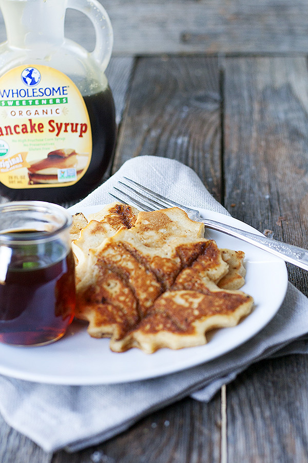 maple leaf cinnamon roll pancakes