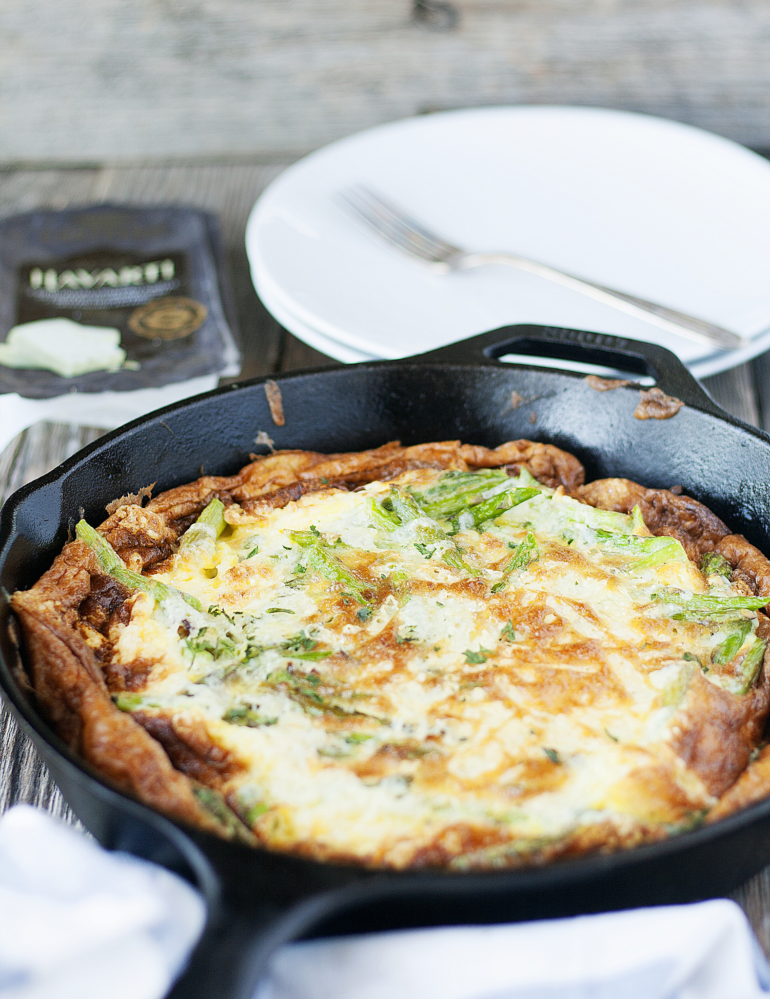 asparagus frittata with aged havarti