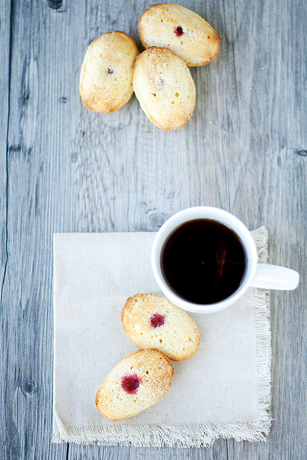 meyer lemon and raspberry madeleines