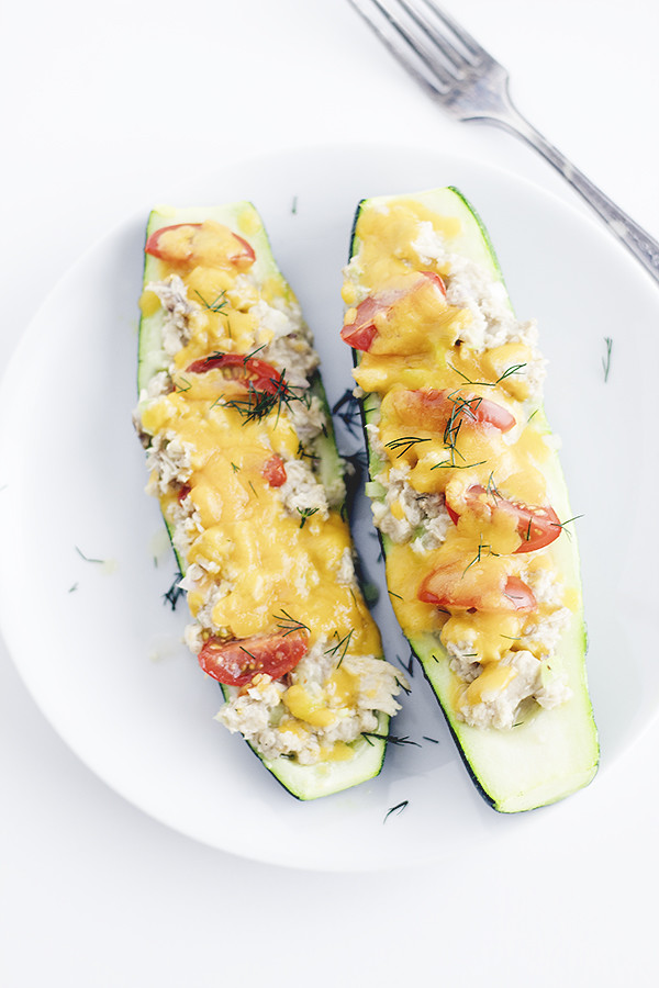 low-carb zucchini tuna melts