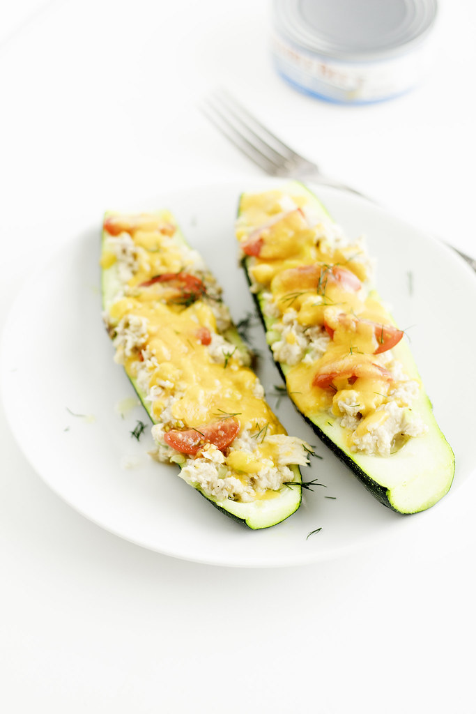 low carb zucchini tuna melts