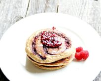 Raspberry Swirl Buttermilk Panckaes - heathersfrenchpress.com #breakfast #berries