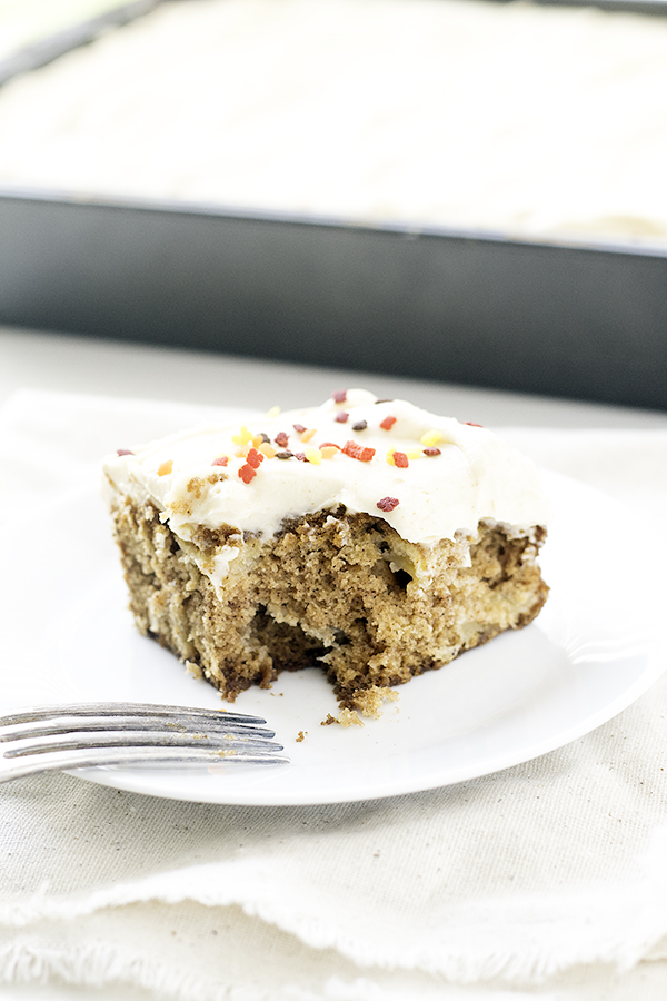 apple sheet cake with brown butter salted caramel frosting