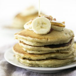 peanut butter, banana, and bacon pancakes