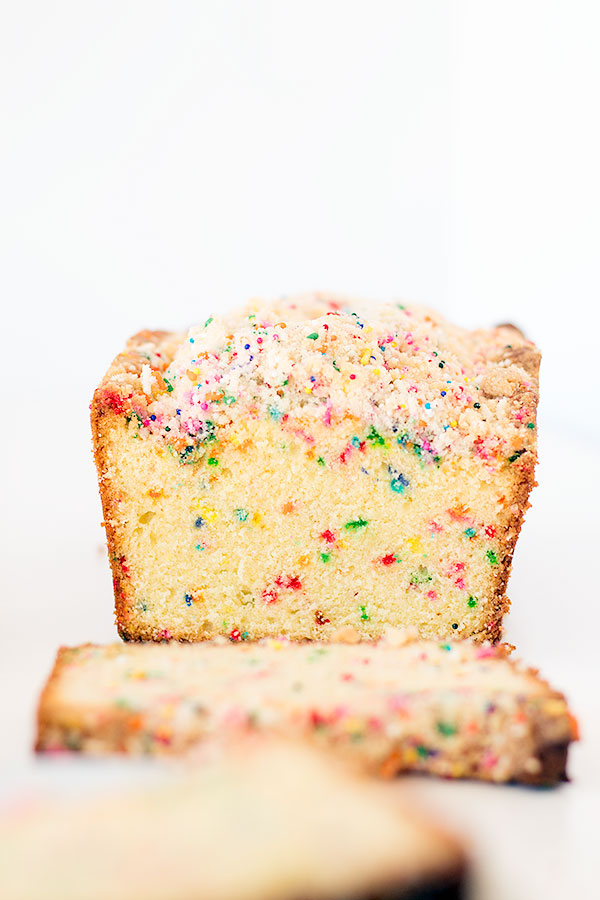 birthday cake bread with crumb topping