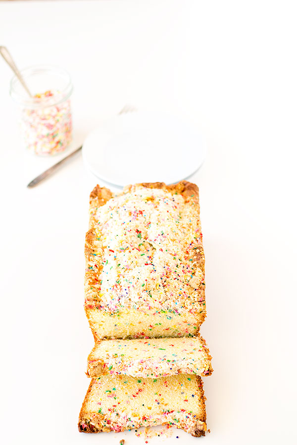 birthday cake bread with crumb topping
