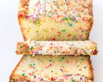 birthday cake bread with crumb topping