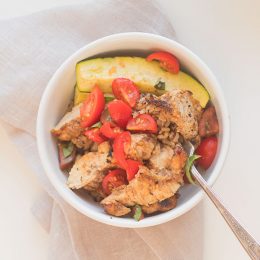 fast and easy bruschetta chicken rice bowl