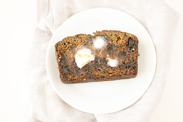 banana zucchini flax bread with chocolate