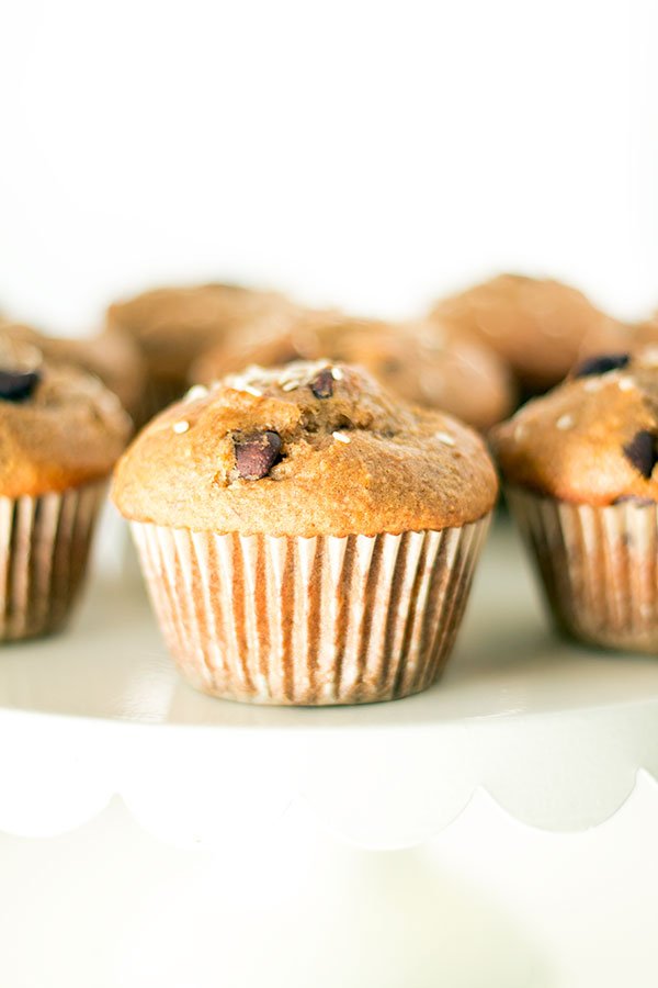 chocolate tahini banana muffins