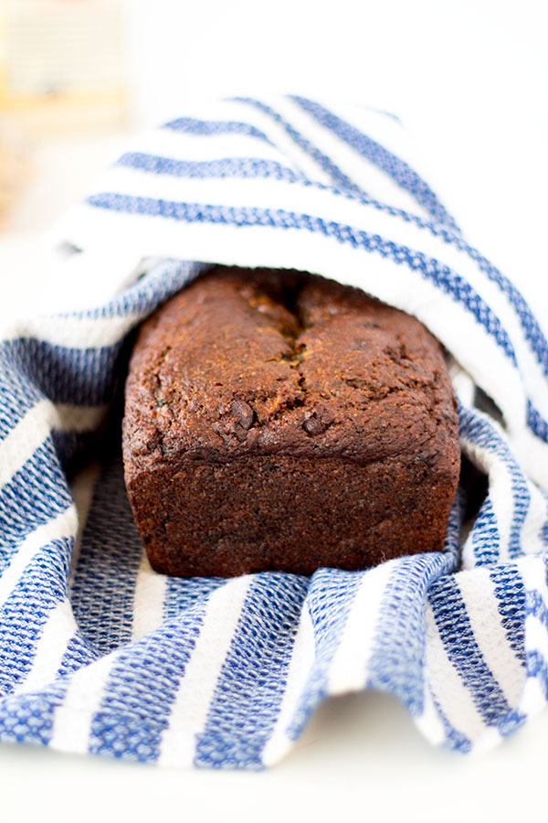 banana zucchini flax bread with chocolate