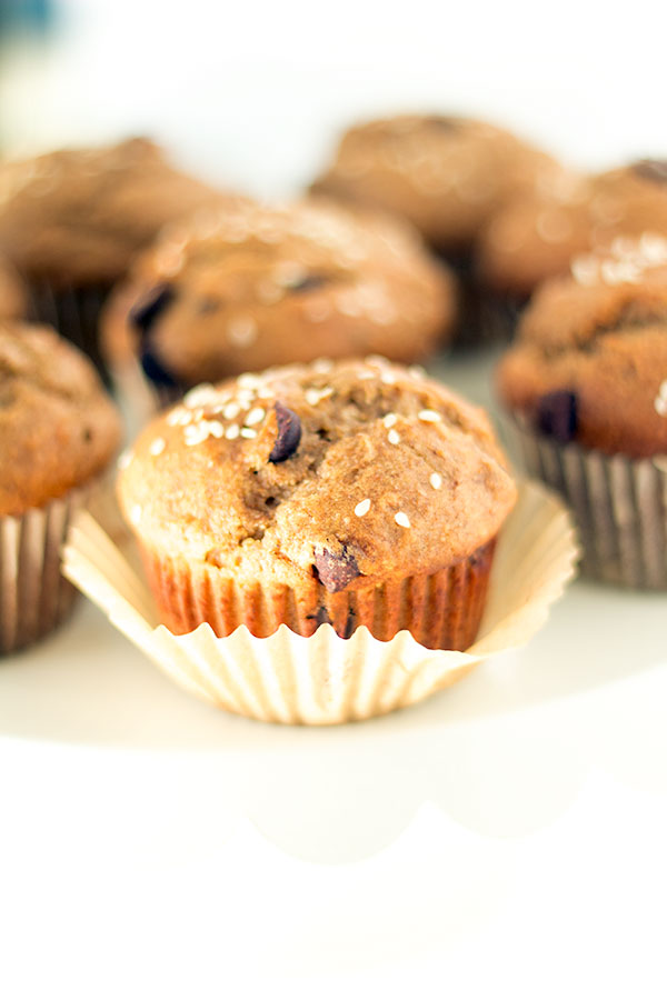 chocolate tahini banana muffins