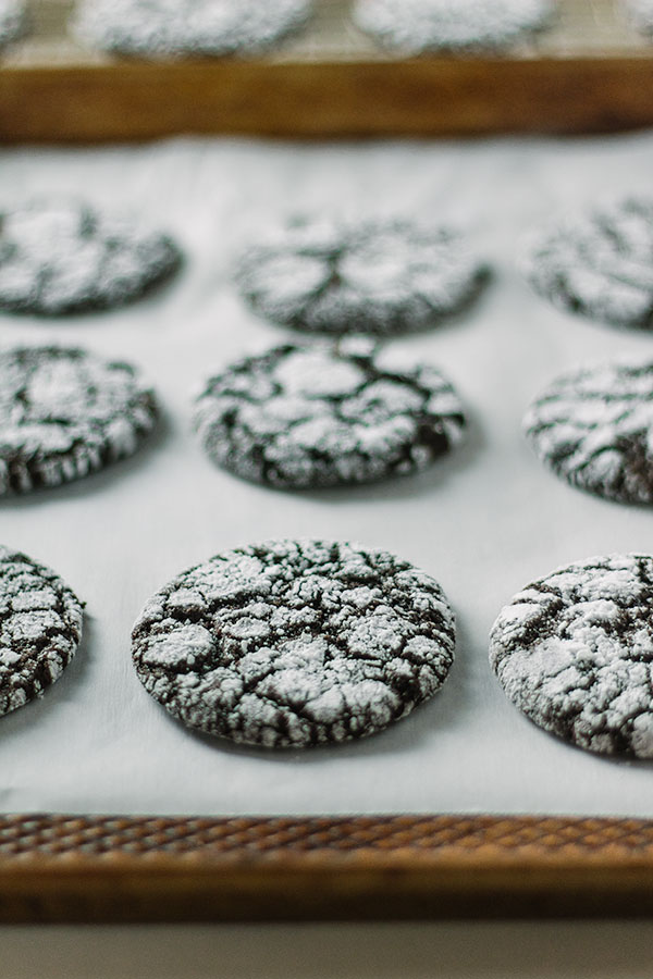malted chocolate crinkle cookies
