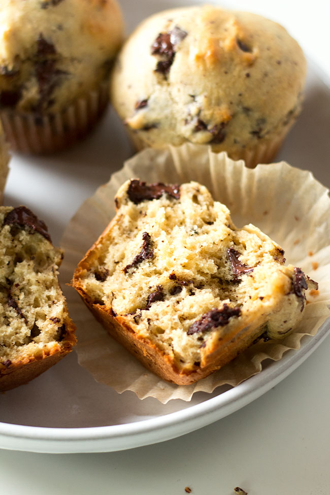 a deliciously sweet breakfast treat! malted banana chocolate muffins