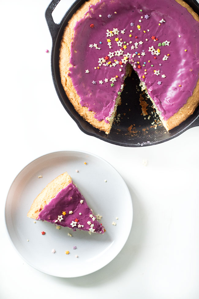 no rolling. no chilling. this frosted skillet sugar cookie is a delicious and oh so easy way to feed dessert to a crowd. the secret ingredient for the softest cookie ever...greek yogurt
