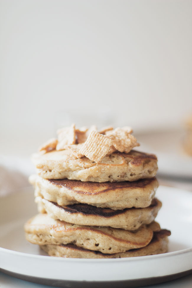 two breakfast classics in one | cinnamon toast crunch pancakes