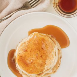vegan almond flour pancakes with maple syrup
